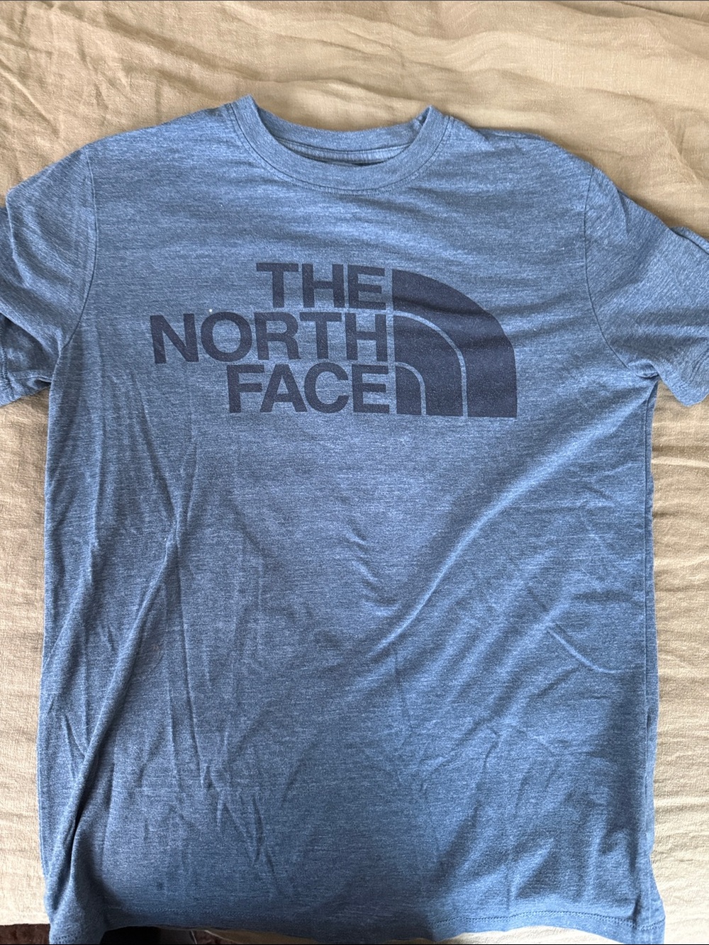 The North Face Heathered Blue Graphic Logo Crew Tee